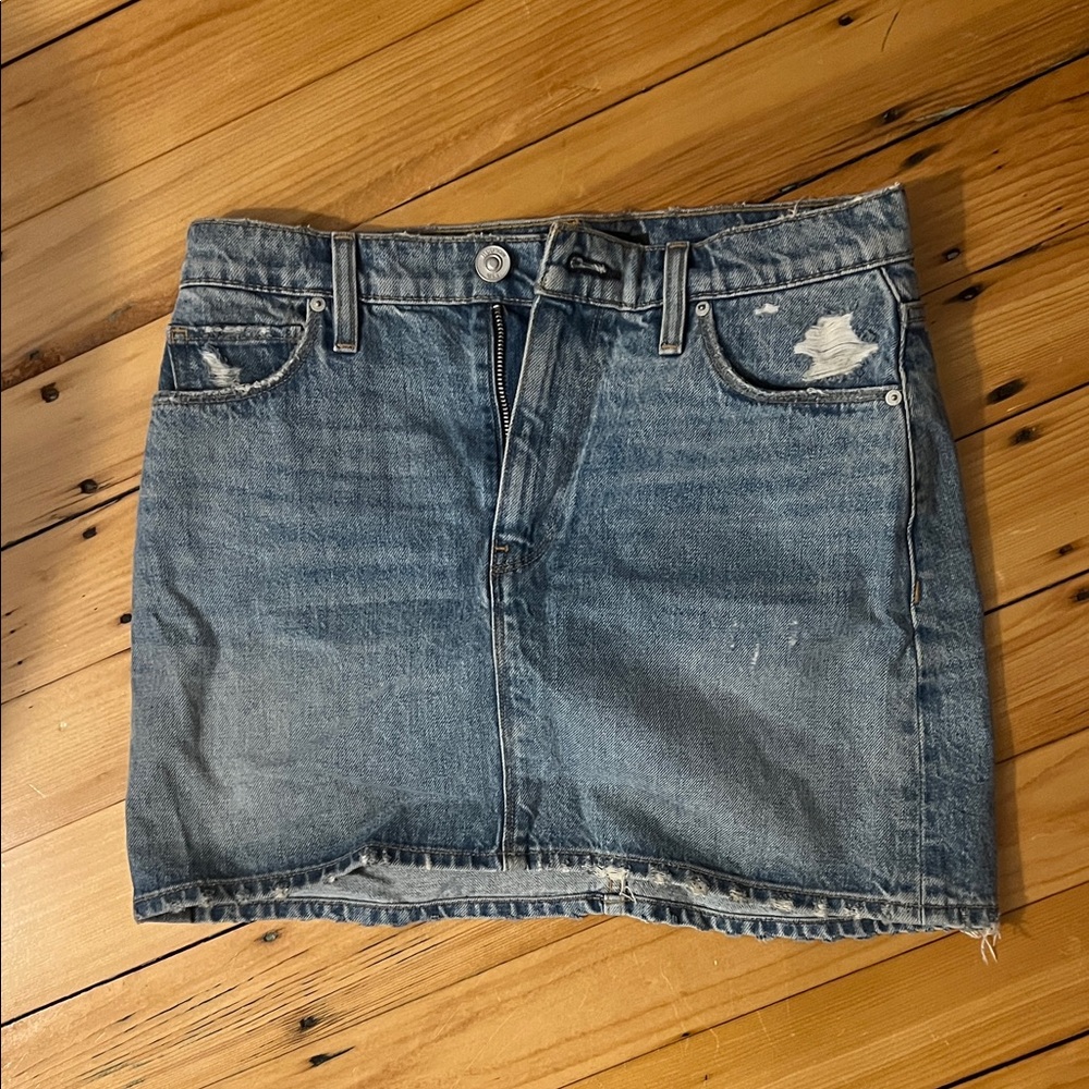 Hudson Jeans Distressed Blue Mini Skirt